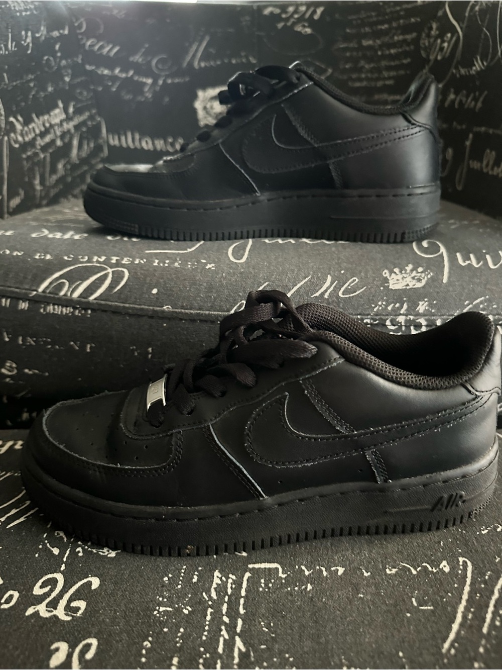 Nike Kids Black Air Force 1s